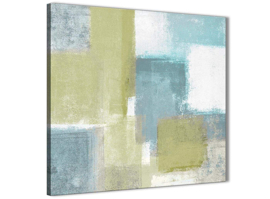 Oversized Lime Green Teal Abstract Painting Canvas Wall Art Print Modern 49cm Square For Your Kitchen-1s365s