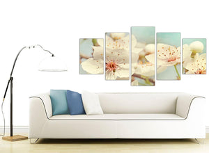 contemporary extra large japanese cherry blossom duck egg blue white floral canvas multi set of 5 5289 for your girls bedroom