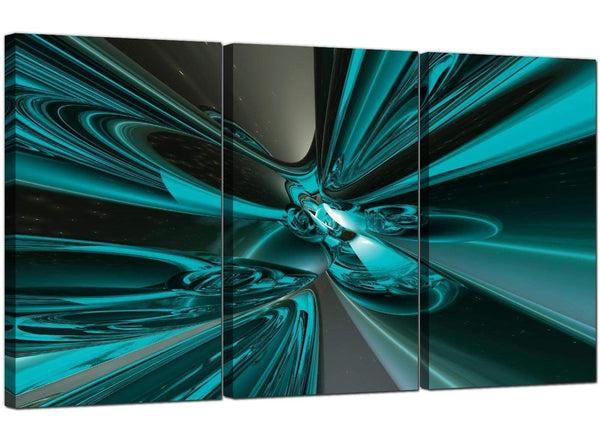 Three Panel Modern Canvas Wall Art Blue Green 3017