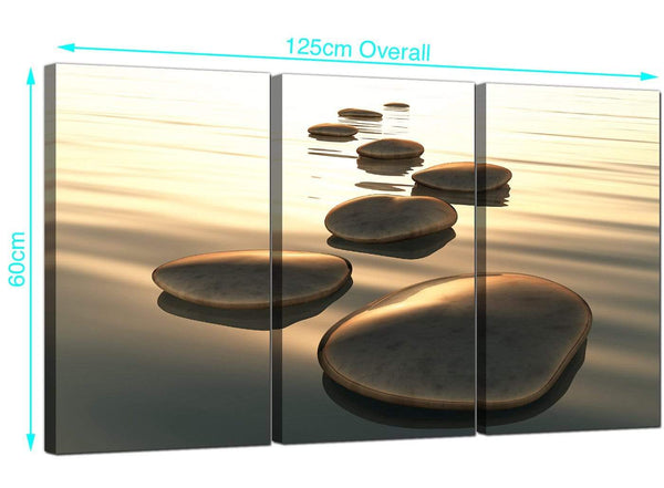Set of 3 Abstract Pebbles Canvas Prints 125cm x 60cm 3046