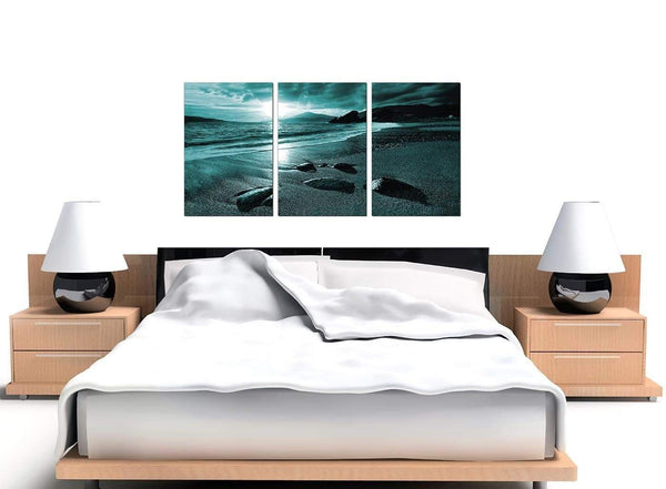 Set of 3 Seaside Canvas Wall Art Blue Green 125cm x 60cm 3079