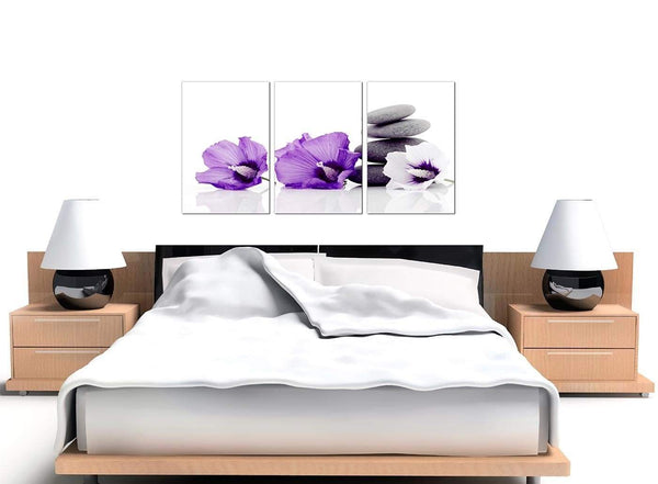 Set of 3 Floral Canvas Wall Art Hibiscus 3071