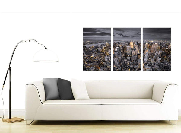 Black White Yellow New York Skyline Cityscape Canvas