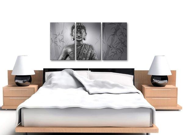 3 Panel Black White Buddha Kitchen Canvas Wall Art Accessories - 3373 - 126cm Set of Prints