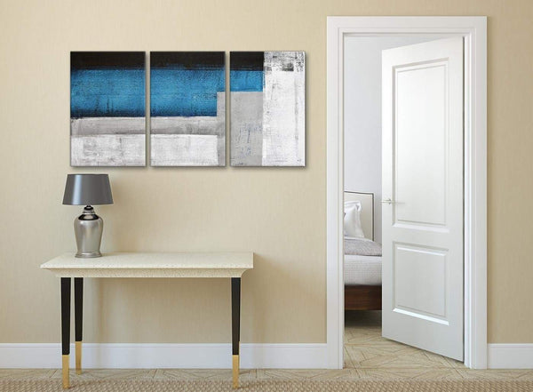 3 Piece Blue Grey Painting Dining Room Canvas Pictures Decor - Abstract 3423 - 126cm Set of Prints
