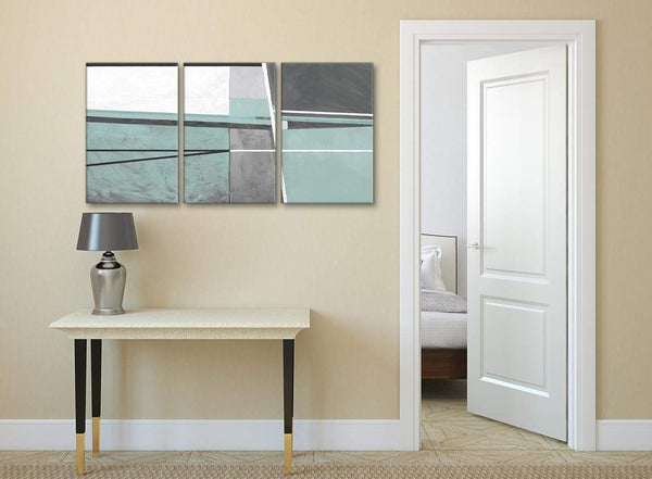 3 Panel Duck Egg Blue Grey Painting Living Room Canvas Pictures Decor - Abstract 3396 - 126cm Set of Prints