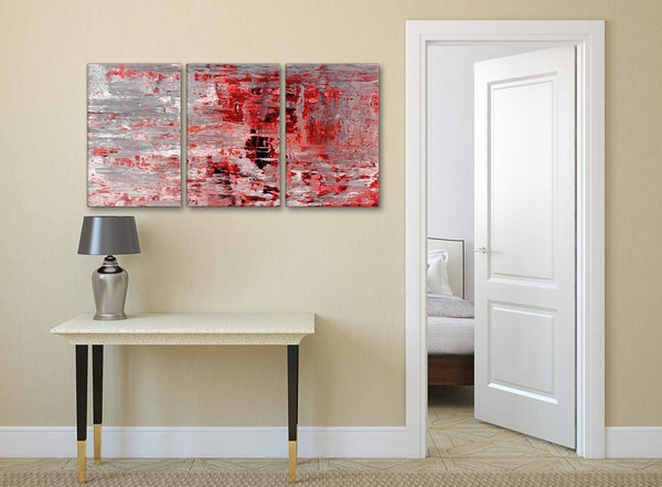 3 Panel Red Grey Painting Kitchen Canvas Wall Art Accessories - Abstract 3414 - 126cm Set of Prints
