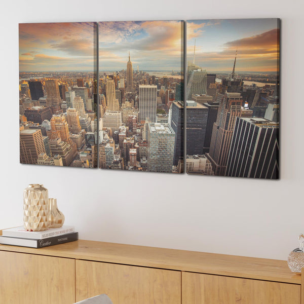 New York Skyline Sunset Manhattan Cityscape Canvas