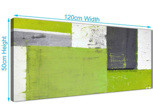 Panoramic Lime Green Grey Abstract Painting Canvas Wall Art Print Modern 120cm Wide 1339 For Your Bedroom