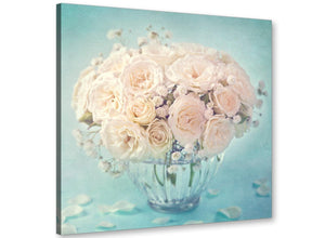 chic duck egg blue and white roses flowers floral canvas modern 64cm square 1s286m for your living room