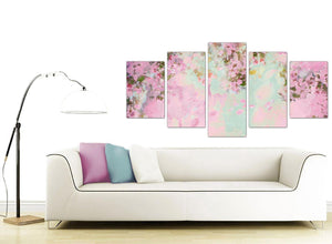 contemporary extra large shabby chic pale dusky pink flowers floral canvas split set of 5 5281 for your bedroom