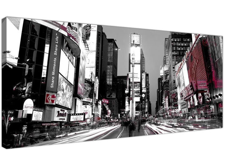 New York Times Square Red Black White Cityscape Canvas - 1213