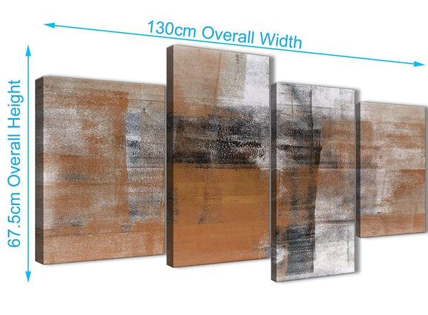 4 Piece Large Orange Black White Painting Abstract Bedroom Canvas Pictures Decor - 4398 - 130cm Set of Prints