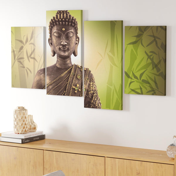 Abstract Buddha Lime Green Bamboo Zen Canvas
