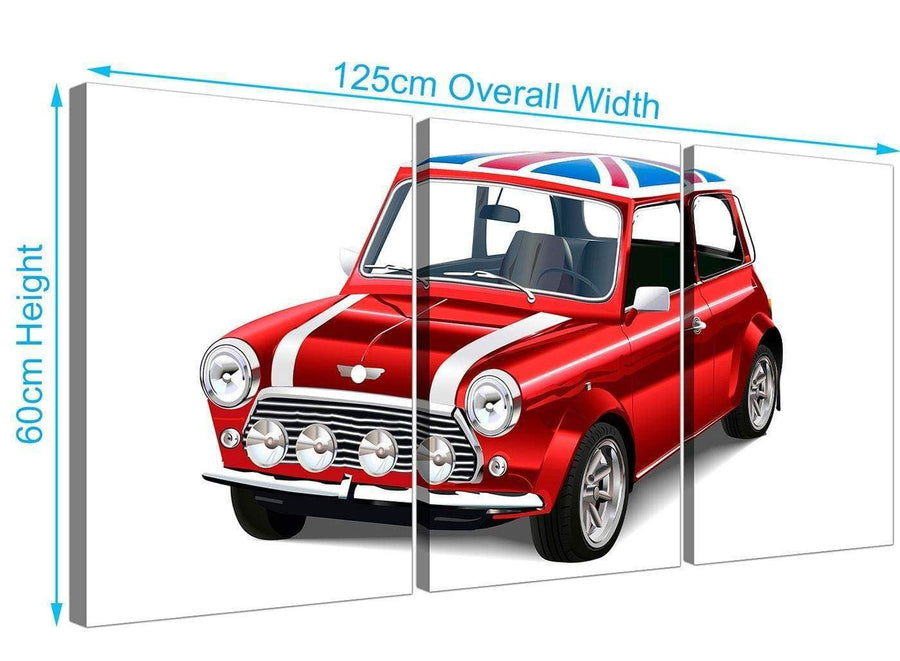 panoramic mini cooper lifestyle canvas multi 3 set 3277 for your boys bedroom