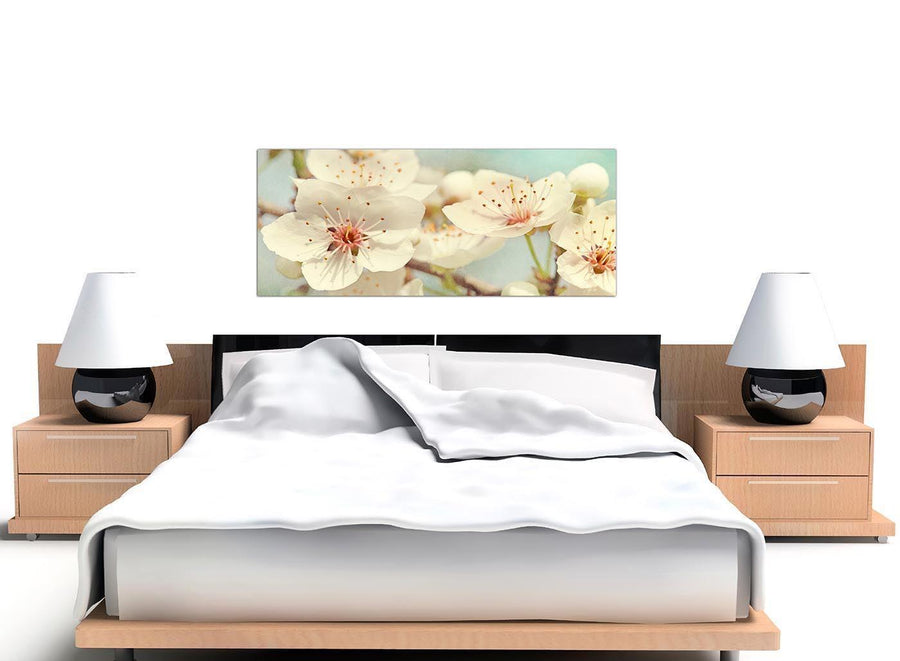 oversized japanese cherry blossom duck egg blue white floral canvas modern 120cm wide 1289 for your girls bedroom