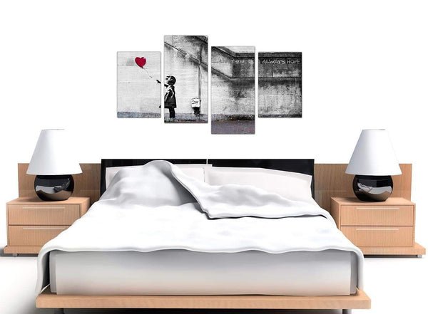 Four Part Set of Modern Red Canvas Pictures