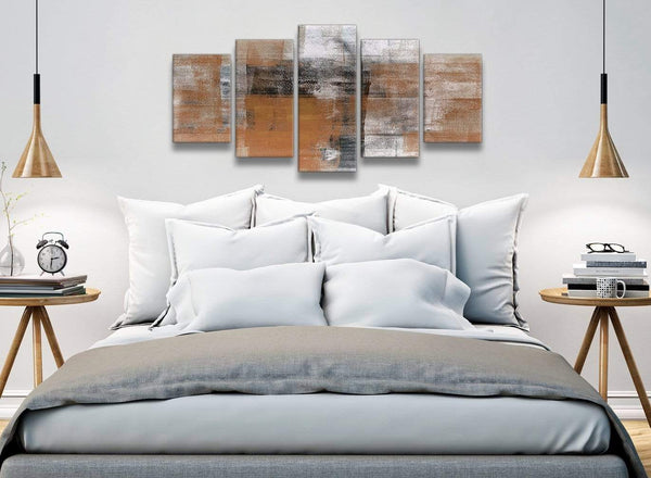 5 Piece Orange Black White Painting Abstract Dining Room Canvas Wall Art Decor - 5398 - 160cm XL Set Artwork