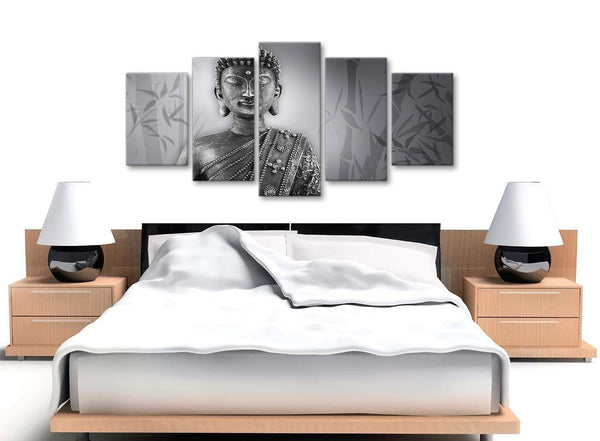 5 Panel Black White Buddha Office Canvas Wall Art Decor - 5373 - 160cm XL Set Artwork