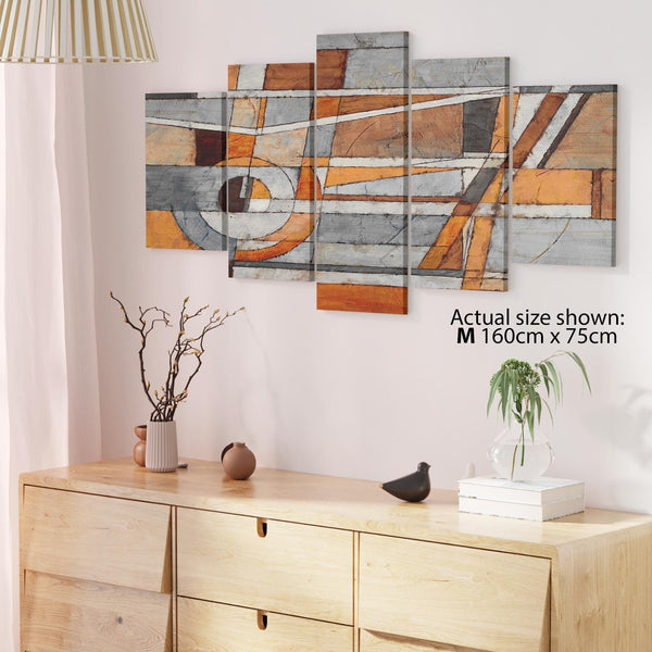 Burnt Orange Grey Painting Abstract Bedroom Canvas Wall Art Decor