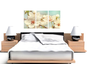 oversized japanese cherry blossom duck egg blue white floral canvas split 3 panel 3289 for your girls bedroom