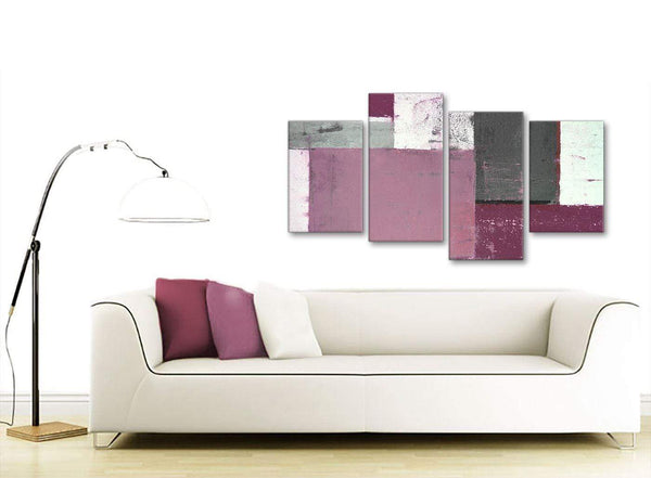 Plum Grey Abstract Painting Canvas Wall Art