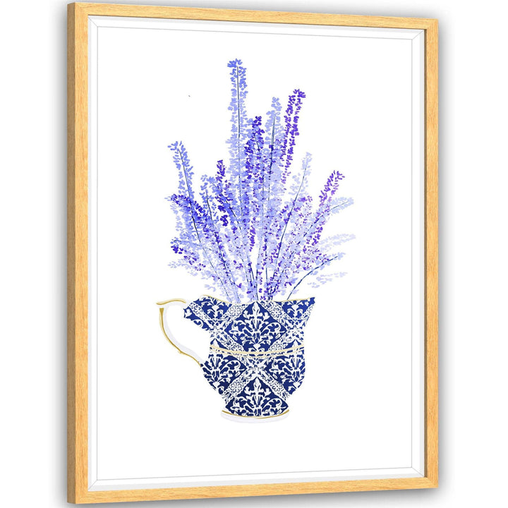 Purple French Lavender Illustration Floral Framed Wall Art Print - 