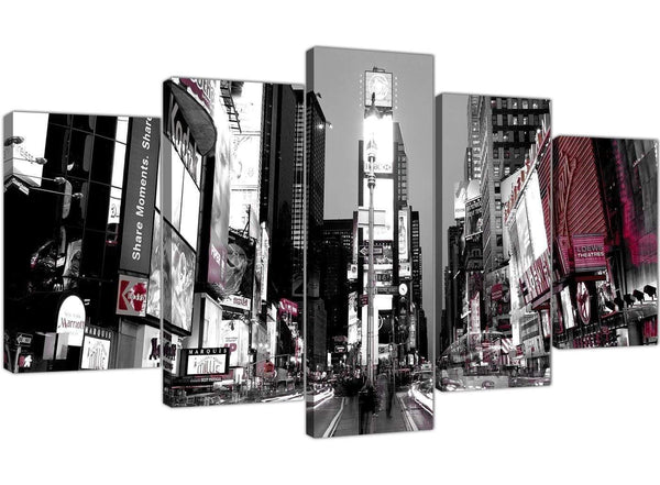 New York Times Square Red Black White Cityscape Canvas