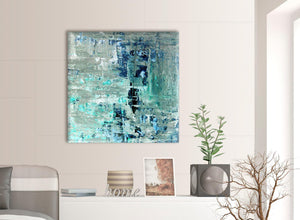 Contemporary Turquoise Teal Abstract Painting Wall Art Print Canvas Modern 79cm Square 1S333L For Your Hallway