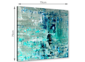 Chic Turquoise Teal Abstract Painting Wall Art Print Canvas Modern 79cm Square 1S333L For Your Hallway