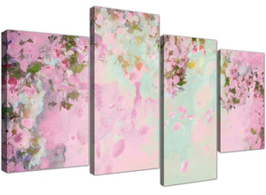 cheap large shabby chic pale dusky pink flowers floral canvas multi 4 set 4281 for your bedroom