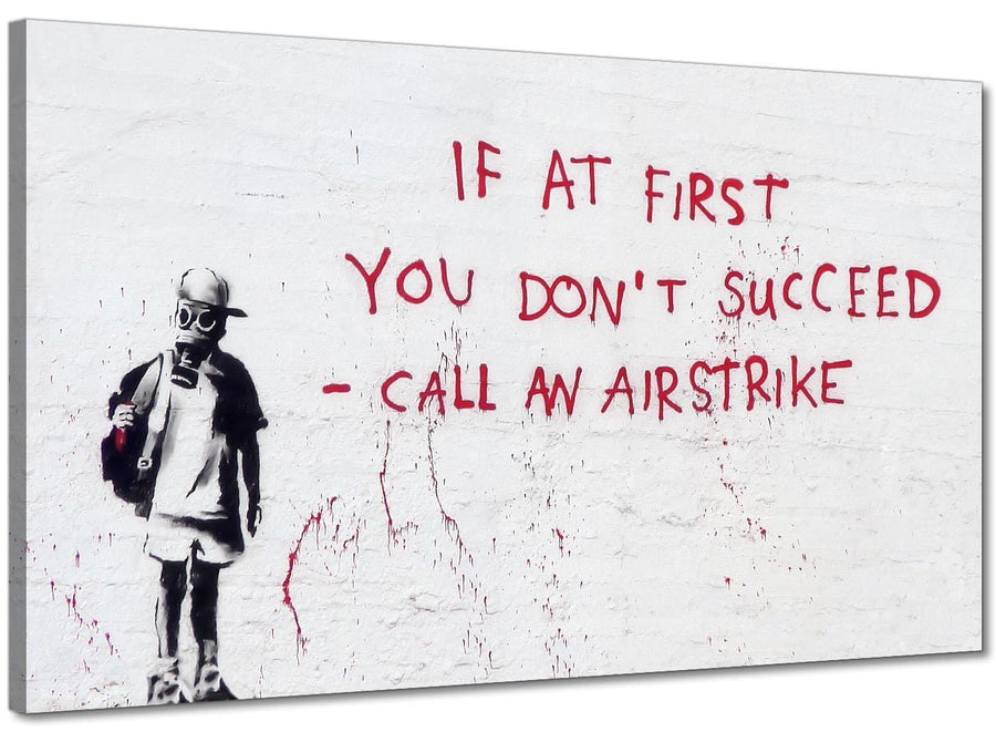 Banksy Call an Airstrike Modern Canvas Art - 73cm x 49cm