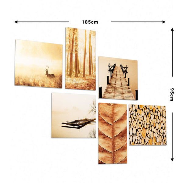 Autumn Gallery Wall Art Prints - Set of 6 Canvas - 185cm Wide