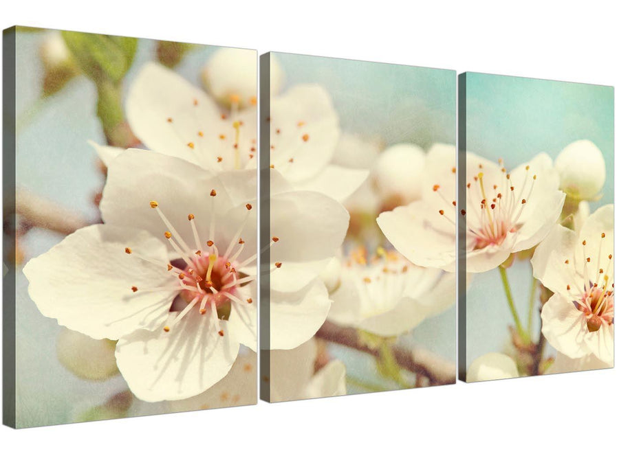 cheap japanese cherry blossom duck egg blue white floral canvas multi triptych 3289 for your bedroom