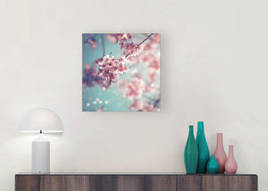 contemporary duck egg blue pink shabby chic blossom floral canvas modern 49cm square 1s280s for your office