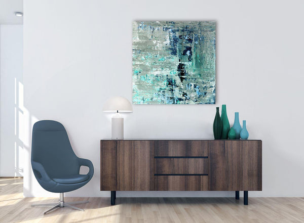 Cheap Turquoise Teal Abstract Painting Wall Art Print Canvas Modern 79cm Square 1S333L For Your Bedroom