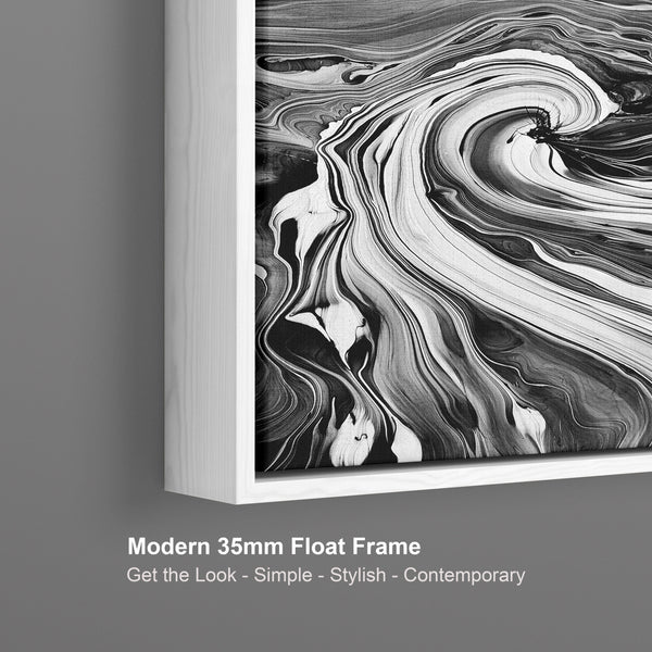 Extra Large Framed Canvas Wall Art for Living Room - Black White Abstract - XL 209cm Wide