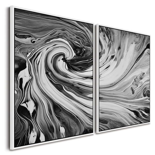 Extra Large Framed Canvas Wall Art for Living Room - Black White Abstract - XL 209cm Wide