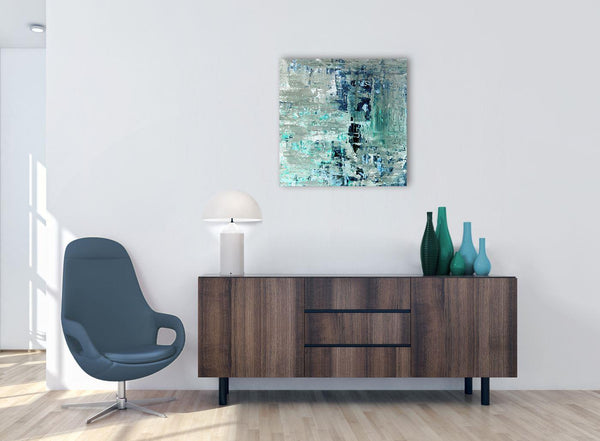 Cheap Turquoise Teal Abstract Painting Wall Art Print Canvas Modern 64cm Square 1S333M For Your Living Room