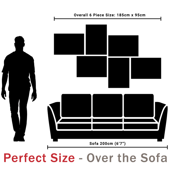 Black White & Golden Brown New York Canvas - Gallery Wall Art Set XL - 185cm