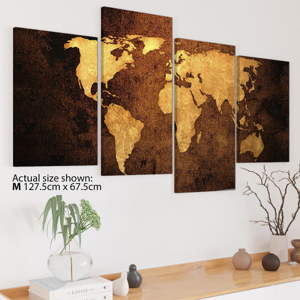 Old World Map - Brown Cream Canvas
