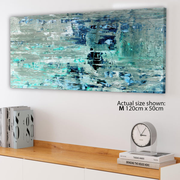 Turquoise Teal Abstract Painting Wall Art Print Canvas - Modern