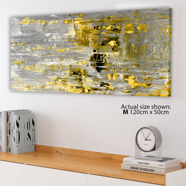 Yellow Abstract Painting Wall Art Print Canvas - Modern