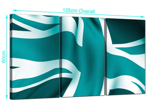 Teal Green Blue Union Jack Flag Abstract Canvas