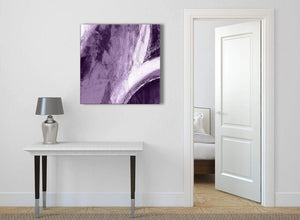 Aubergine Plum and White - Abstract Bedroom Canvas Wall Art Decorations 1s449l - 79cm Square Print