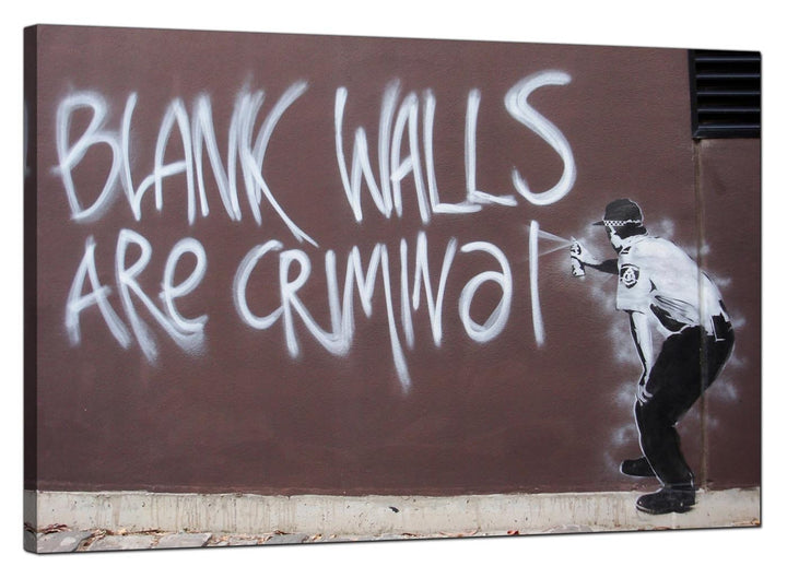 Banksy Canvas Pictures - Policeman Spraying Blank Walls are Criminal Graffiti - Urban Art - 160L