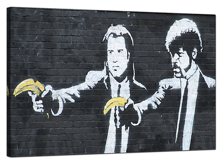 Banksy Canvas Pictures - Pulp Fiction With Bananas Instead of Guns - Urban Art - 179L