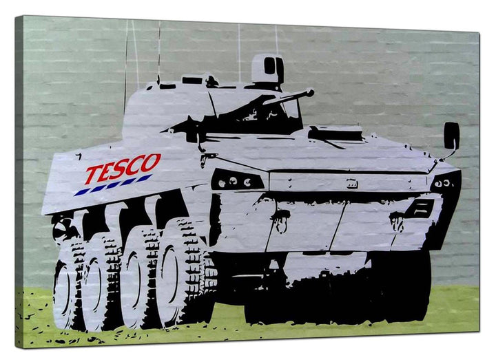 Banksy Canvas Pictures - Tesco Tank Eight Wheel Armoured Car - Urban Art - 171L