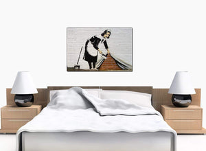 Banksy Canvas Prints - Maid Sweeping Stuff Under The Carpet Wall - UK