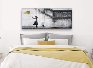 Large Canvas Prints of Banksy's "Girl with the Rainbow Balloon" for your Dining Room - Graffiti Wall Art 